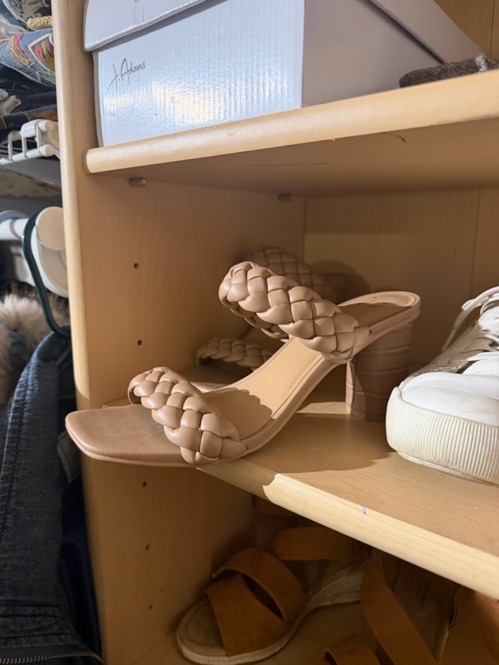 a new day Braided Double-Strap Block Heel Sandals - Beige